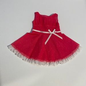 Retired American Girl Pink HEART DRESS White Bow Just Like You